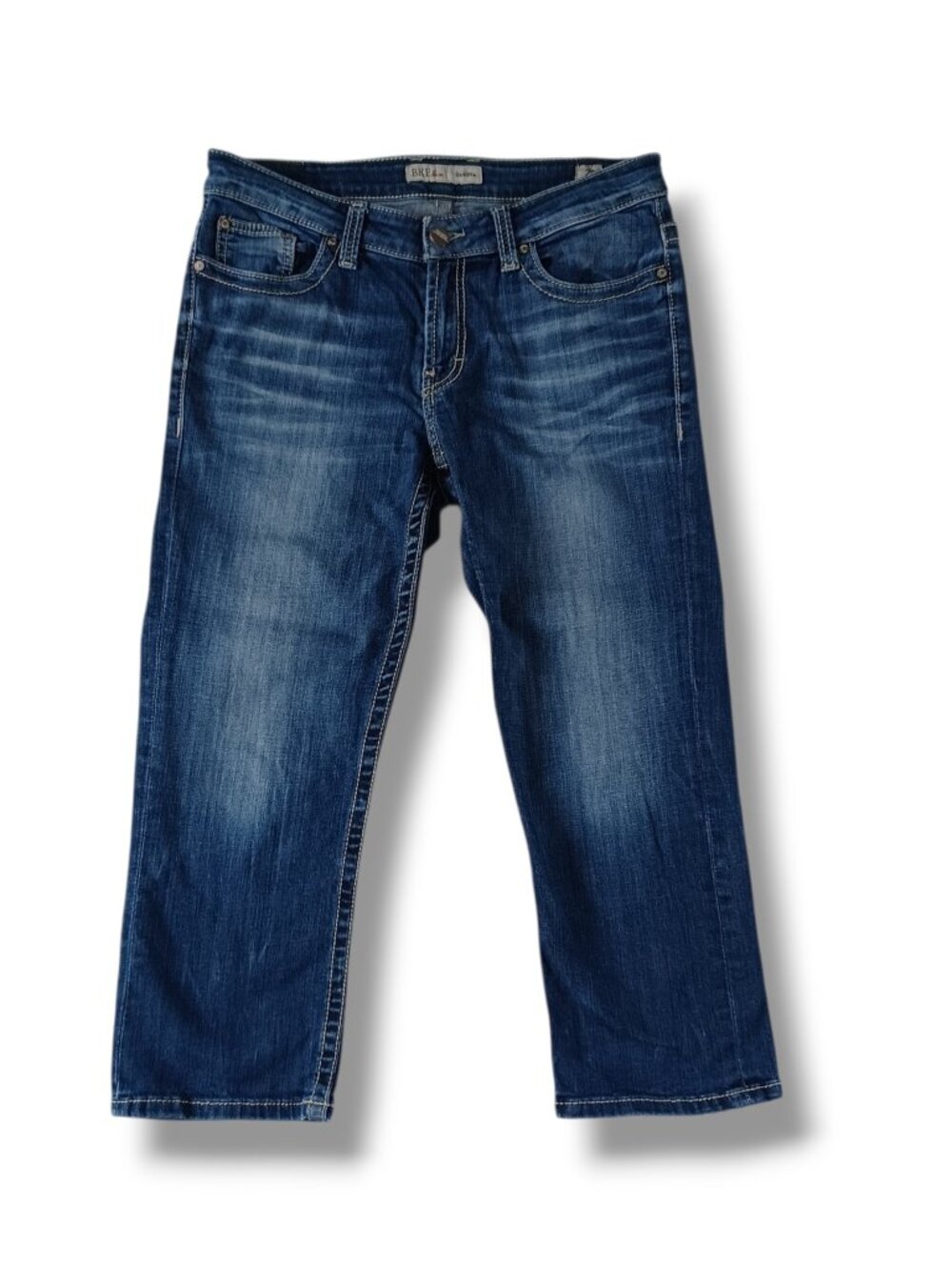 BKE Denim Jeans Womens Dakota Cropped Dark Wash Stretch Midrise Size 28 32x22.5